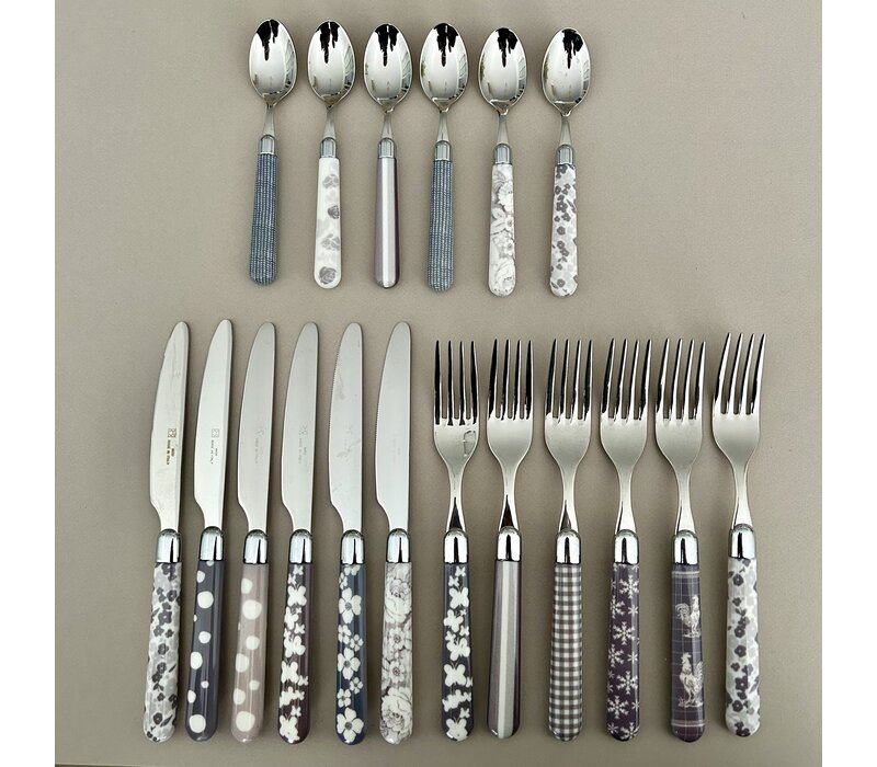 Multi Colour 18-teiliges Besteck-Set Gemischte Dekore Grau