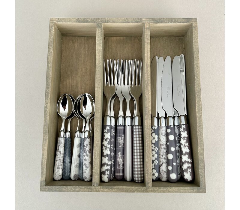 Multi Colour 18-teiliges Besteck-Set Gemischte Dekore Grau
