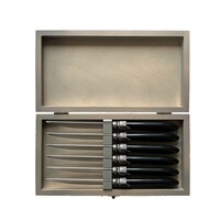 Murano 6 Steak Knives Black in Box