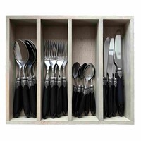 Murano Dinner Cutlery (24-piece) – For 6 People – Black in Wooden Box | Italian Design