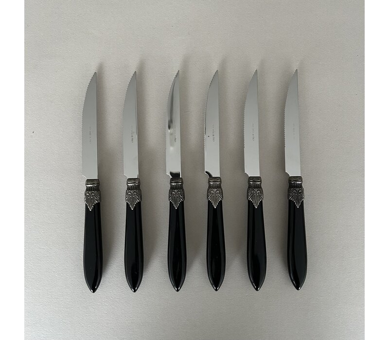Murano 6 Couteaux à Steak Noir Onyx dans une Boîte