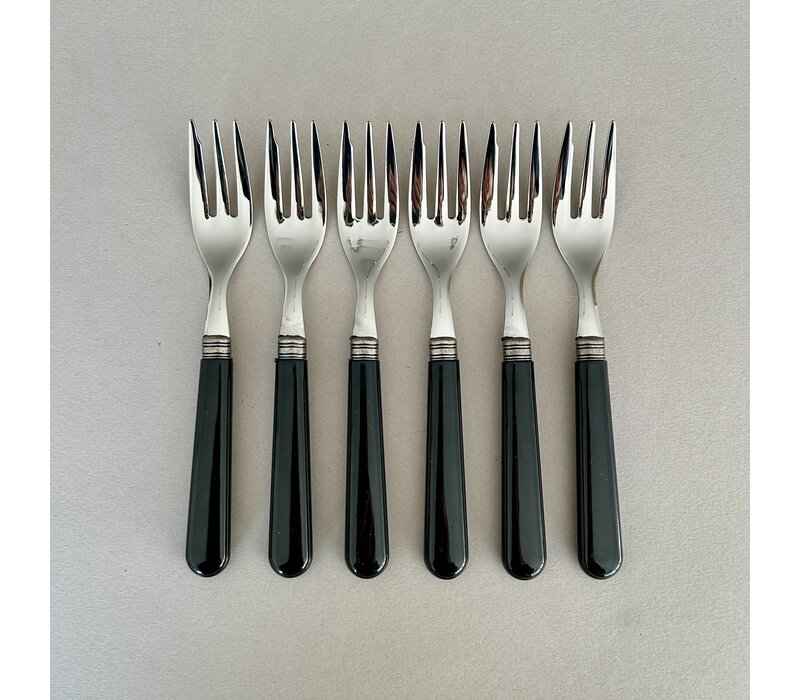 Manoir 6 Cake Forks Black