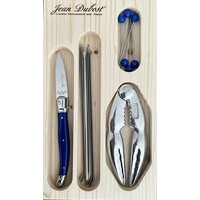 Laguiole Zeevruchtenset 'Blauw' - 1 Krabtang, 1 oestermes,  6 kreeftvorkjes & 6 kokkelprikkers