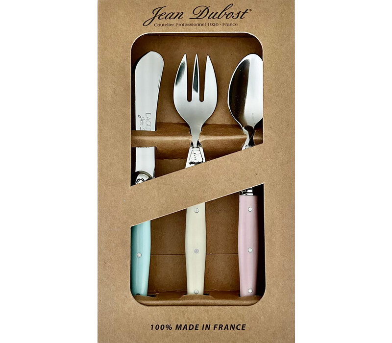 Laguiole 3-delig Kinderbestek - Pastelkleuren, Perfect voor Peuters en Jonge Kinderen, Hoogwaardig Roestvrijstaal, Vaatwasmachinebestendig