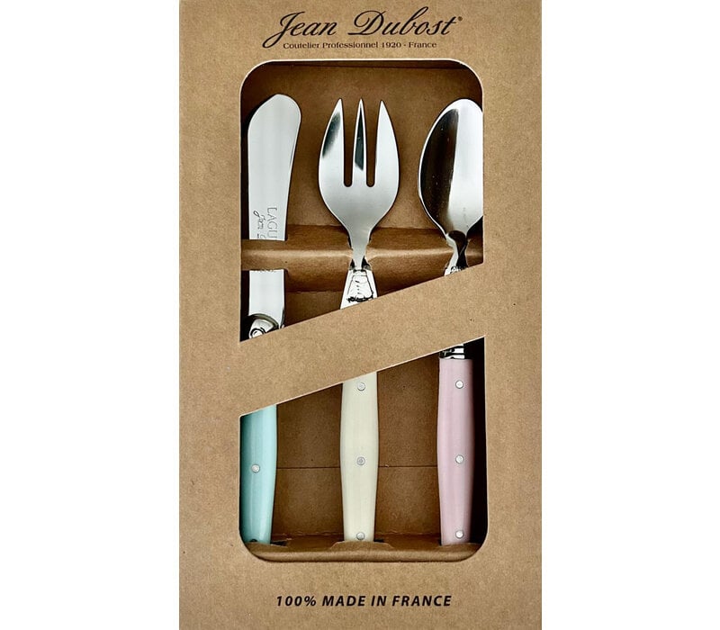 Laguiole Couverts pour Enfants 3 pièces - Couleurs pastel, parfaits pour les tout-petits et les jeunes enfants, acier inoxydable de haute qualité, lavable au lave-vaisselle