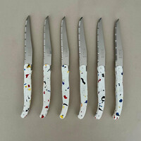 Laguiole 6 Classic Steak knives Nougat in Wooden Box