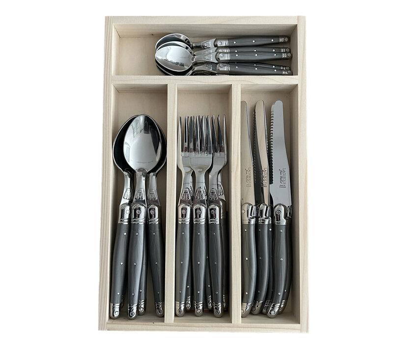 Laguiole Classic Cutlery set 24-piece Silver Gray