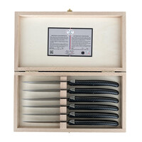 Laguiole 6 Classic Steak knives Carbon in Wooden Box