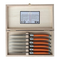 Laguiole 6 Classic Steakmesser Orange in Holzbox