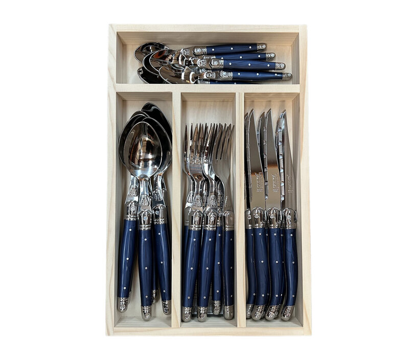 Laguiole Classic Couverts Steak 24 Pièces Bleu