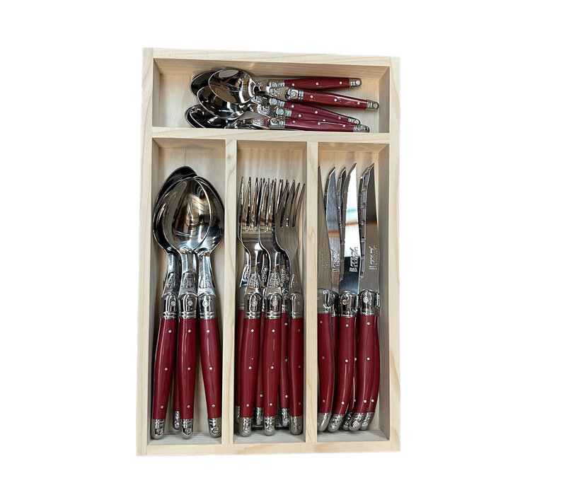 Laguiole Classic Steak Bestekset 24-delig Rood
