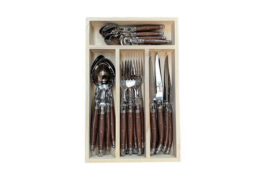 Laguiole Laguiole Classic Steak Cutlery Set 24-piece Brown