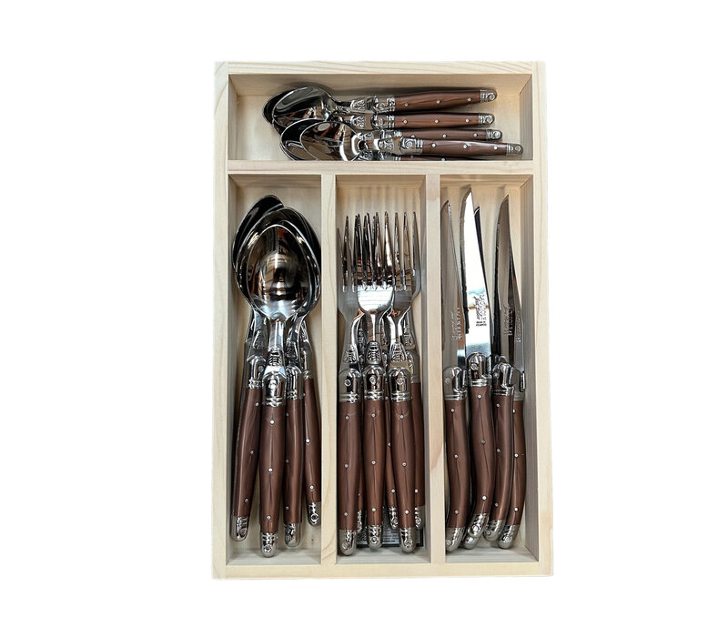 Laguiole Classic Couverts Steak 24 Pièces Marron