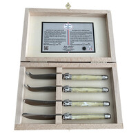 Laguiole Premium 2 Botermesjes & 2 Kaasmesjes Licht Hoorneffect