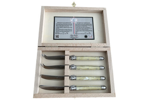 Laguiole Laguiole Premium 2 Tartineurs & 2 Fromagettes Façon Corne Clair
