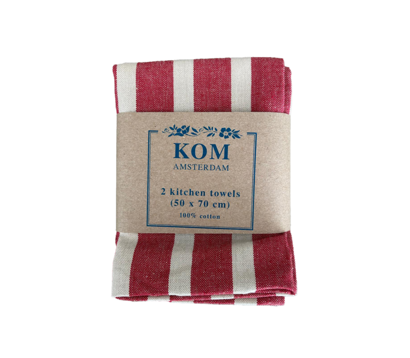 Set 2 Tea towels 50x70 cm Stripe red/sand