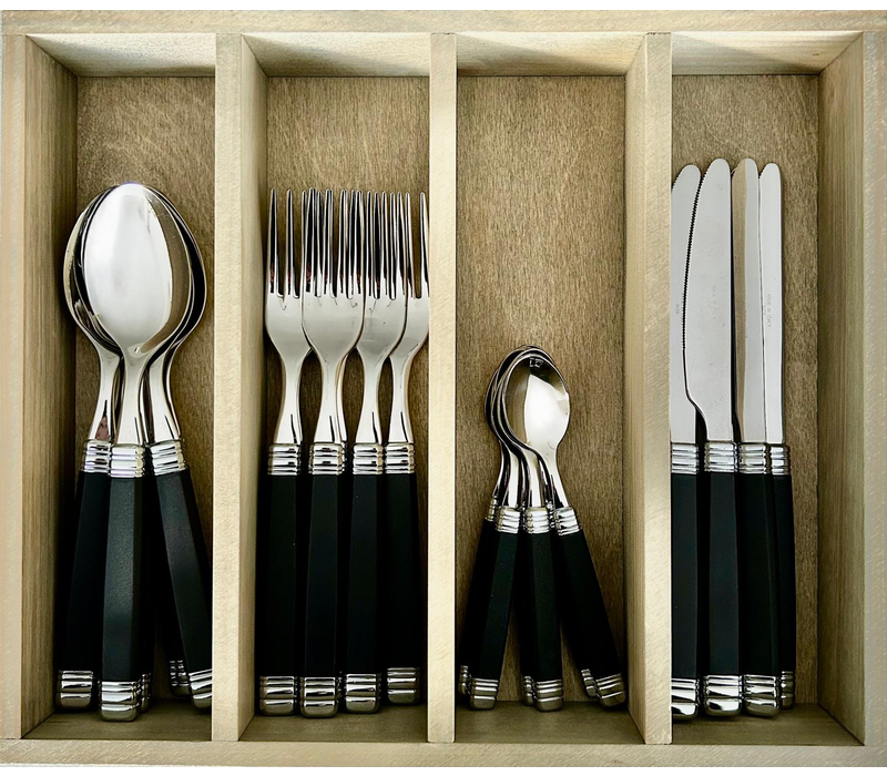 Retro-Besteckset 24-teilig Schwarz