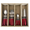 Brasserie Premium Brasserie Cutlery 'Red'  6-Person - 24-Piece Stainless Steel, Dishwasher Safe, Elegant Wooden Case