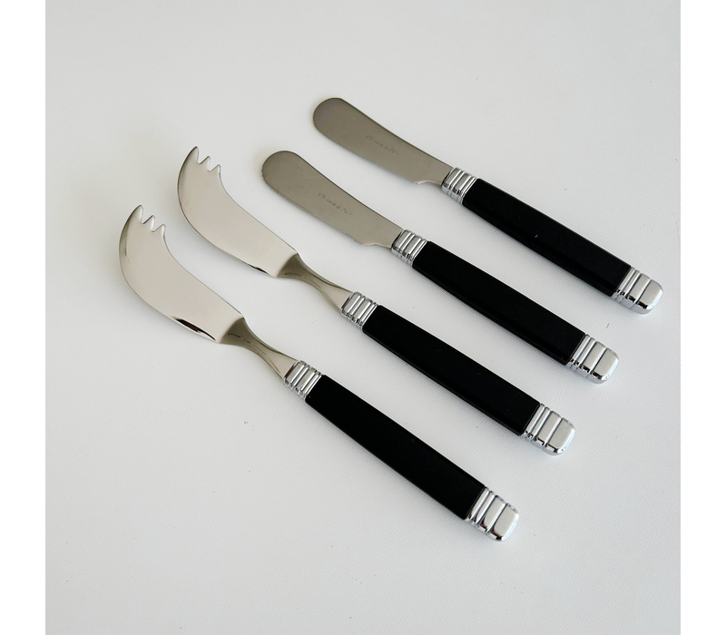 Retro 2 Buttermesser & 2 Käsemesser Schwarz