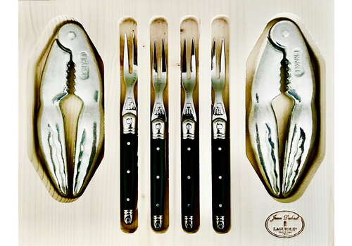 Laguiole Laguiole Meeresfrüchte-Set 'Schwarz' - 2 Krabbenzangen & 4 Krabbengabeln
