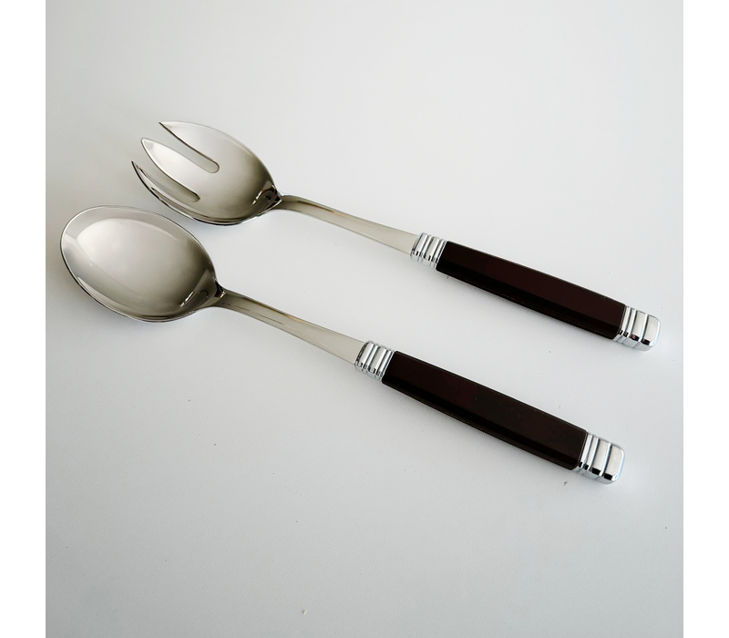 Couverts à Salade Rétro Marron