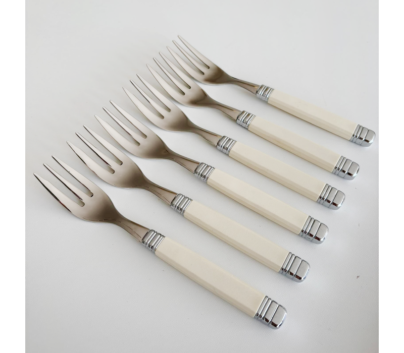 Retro 6 Cake Forks Ivory