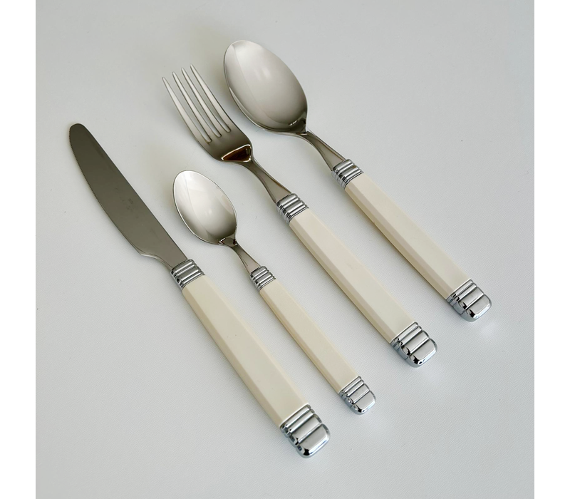 4-teiliges italienisches Premium-Besteck für 1 Person in Elfenbein – klassisches Retro-Design, hergestellt in Italien – Kopie