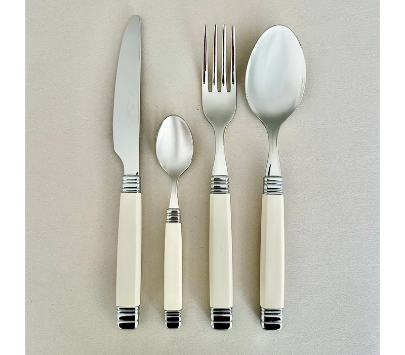 4-teiliges italienisches Premium-Besteck für 1 Person in Elfenbein – klassisches Retro-Design, hergestellt in Italien – Kopie