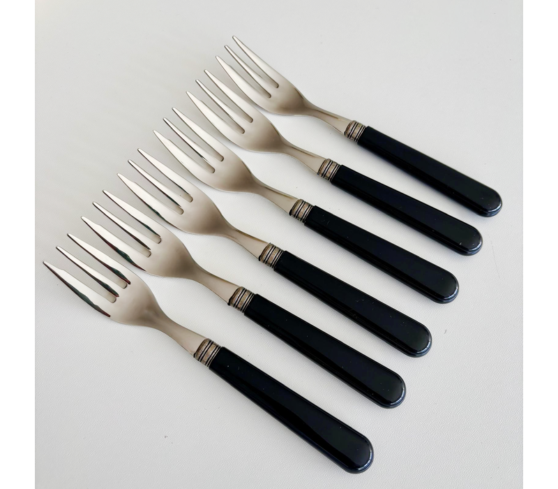 Manoir 6 Cake Forks Black