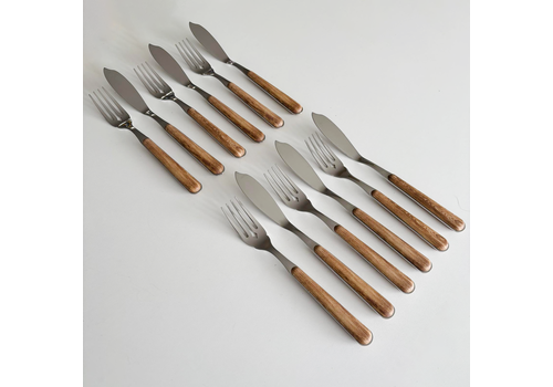 Kom Amsterdam Wood Style Couverts à Poisson 12 Pièces « Cèdre »