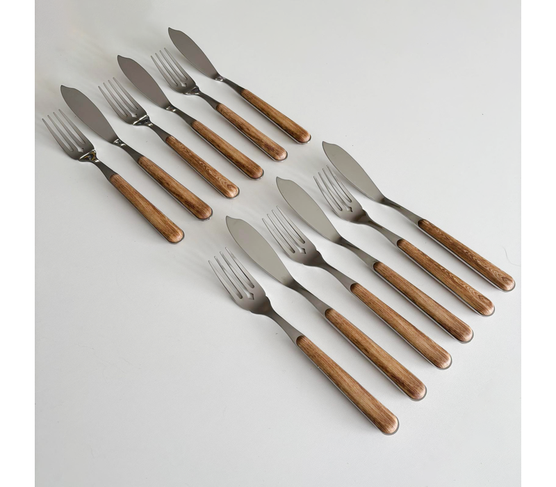 Wood Style Couverts à Poisson 12 Pièces « Cèdre »
