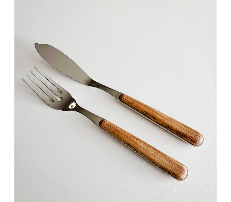 Wood Style Couverts à Poisson 12 Pièces « Cèdre »