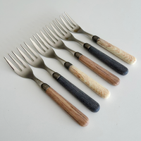Antique Wood Set Cake Forks 'Timber Mix' for 6 Persons
