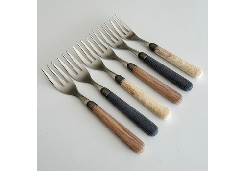 Antique Wood Ensemble de Fourchettes à Gâteau 'Timber Mix' pour 6 personnes
