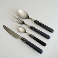 Premium Vintage Cutlery 'Forest Blend' with Wooden Handles 6-Person - 24-Piece Stainless Steel, Dishwasher Safe, Elegant Wooden Case