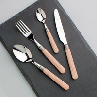 Premium 'Antique Wood'  Bestek met Houten Handvatten 6-Persoons - 24-Delig Rvs, Vaatwasbestendig, Elegante Houten Casette