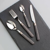 Couverts Premium 'Antique Wood' avec Poignées en Bois pour 6 Personnes - 24 Pièces en Acier Inoxydable, Passe au Lave-vaisselle, Élégante Boîte en Bois