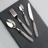 Premium 'Antique Wood' Cutlery with Wooden Handles 6-Person - 24-Piece Stainless Steel, Dishwasher Safe, Elegant Wooden Case