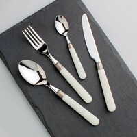 Premium 'Antique Wood' Besteck mit Holzgriffen für 6 Personen - 24-teilig, Edelstahl, Spülmaschinenfest, Elegante Holzbox