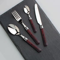 Premium 'Antique Wood' Besteck mit Holzgriffen für 6 Personen - 24-teilig, Edelstahl, Spülmaschinenfest, Elegante Holzbox