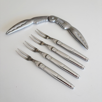 Laguiole Meeresfrüchte-Set 'Edelstahl' im Display - 1 Stahl-Krabbenzang & 4 Krabbengabeln | Perfekt für Krabben