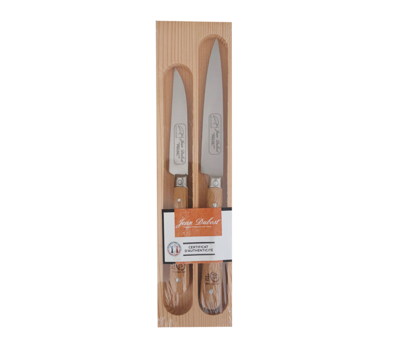 Jean Dubost Pradel Set van Schilmesje (18 cm) en Groentemes (20,5 cm) 'Eikenhout'