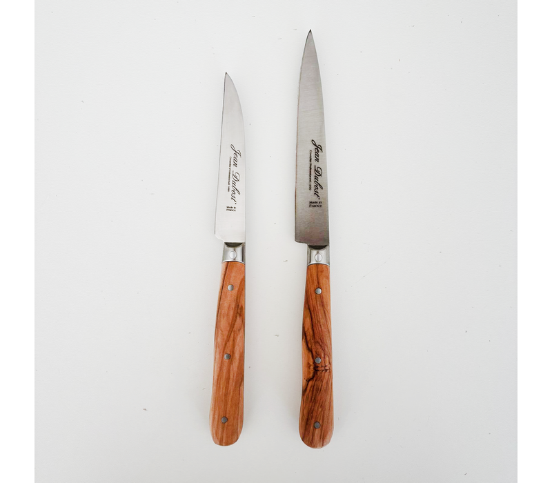 Jean Dubost Pradel Ensemble de Couteaux d'Office (18 cm) et de Couteaux à Légumes (20,5 cm) 'Bois d'olivier'