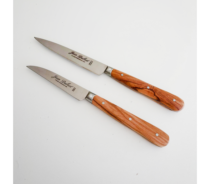 Jean Dubost Pradel Set aus Schälmesser (18 cm) und Gemüsemesser (20,5 cm) ‚ Olivenholz‘