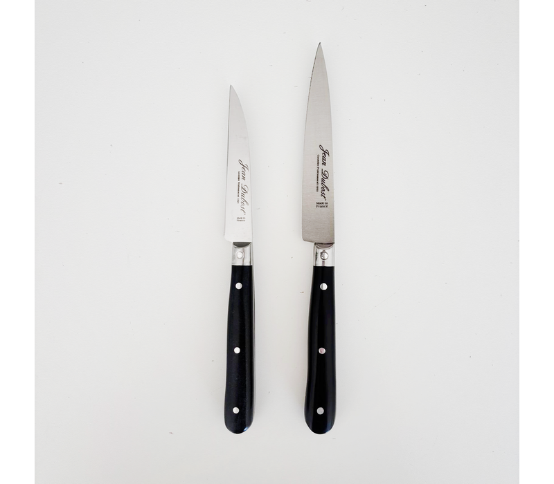Jean Dubost Pradel Set aus Schälmesser (18 cm) und Gemüsemesser (20,5 cm) ‚ Schwarz‘