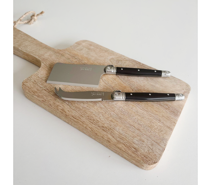 Laguiole Classic Käsebeil und Käsemesser Schwarz mit Schneidebrett