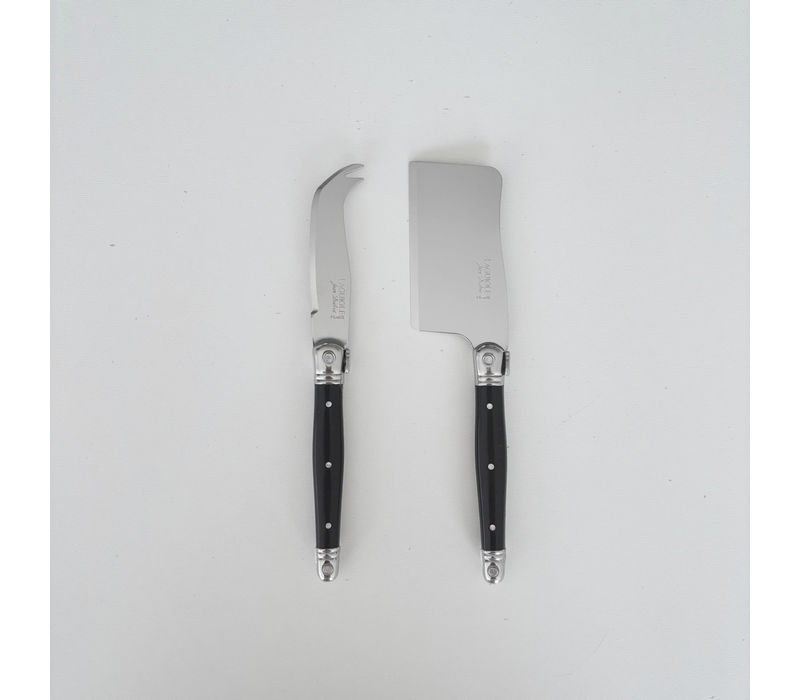 Laguiole Classic Hachette à Fromage et Couteau à Fromage Noir avec Planche à Découper