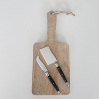 Laguiole Classic Cheese Hatchet and Cheese Knife Black with Cutting Board