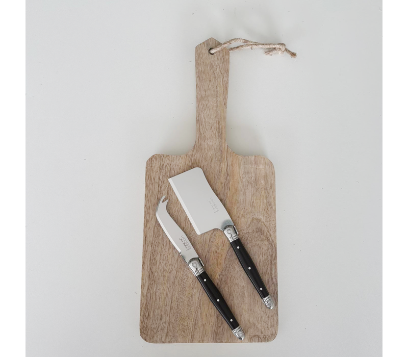 Laguiole Classic Hachette à Fromage et Couteau à Fromage Noir avec Planche à Découper