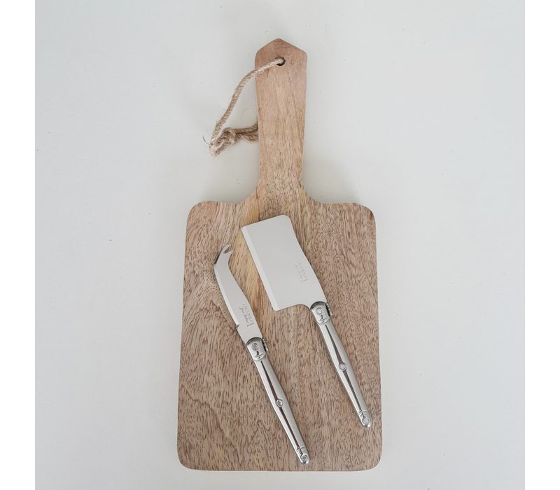 Laguiole Classic Cheese Hatchet and Cheese Knife Stainless Steel with Cutting Board
